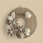 Handcrafted Jute Wall Décor Wreath – Rustic Floral | 30 cm