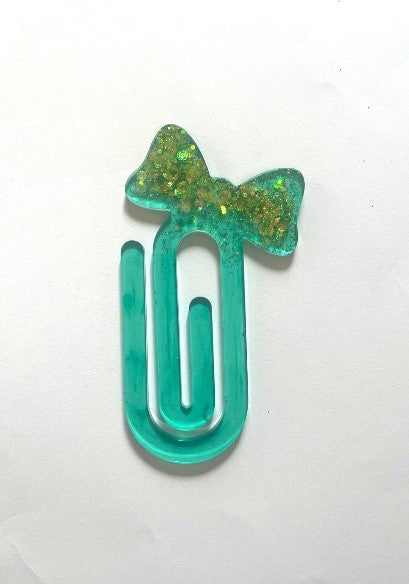 Handmade Resin Bow Glitter Sequins Paperclip Bookmark