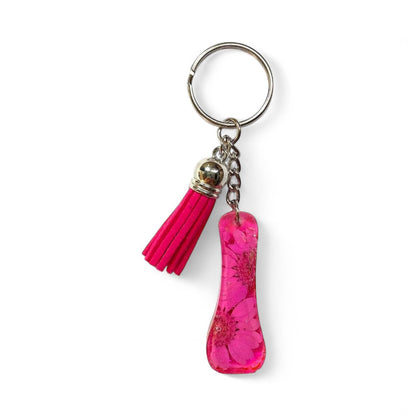 Resin Initial Keychain I – Natural Dried Flower
