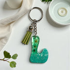 Resin Initial Keychain L – Glitter Sequins