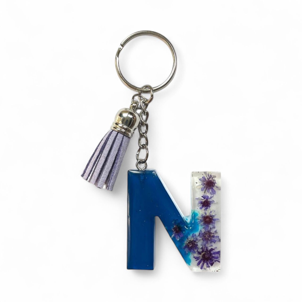 Resin Initial Keychain N – Natural Dried Flowers