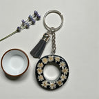 Resin Initial Keychain O  – Natural Dried Flowers