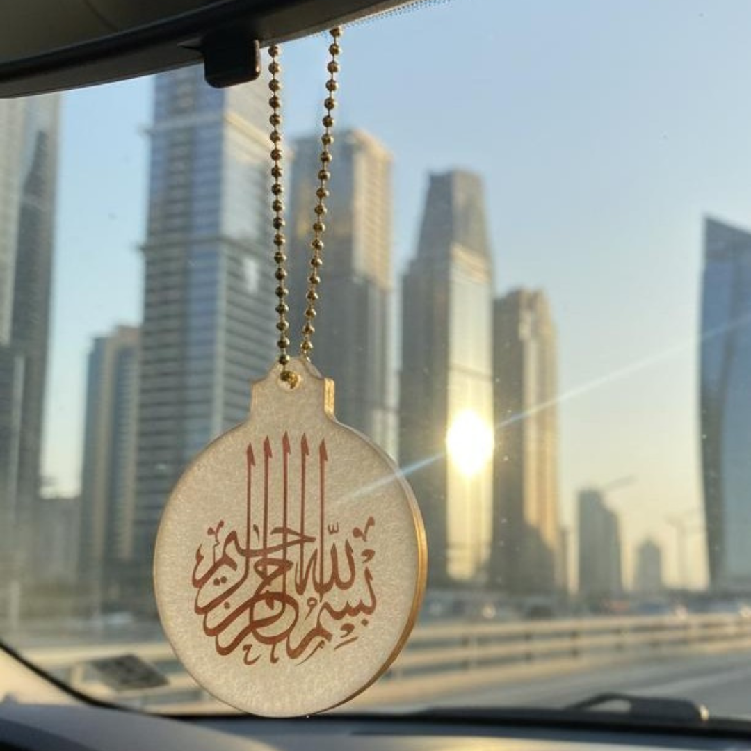 Handmade White Resin Islamic Car Hanging