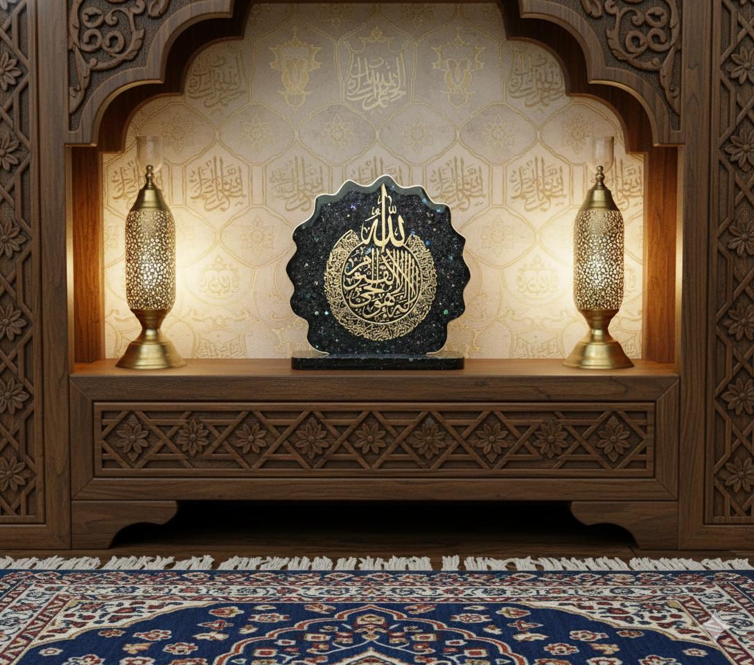 Handmade Black Resin Ayat-ul-Kursi Table Stand