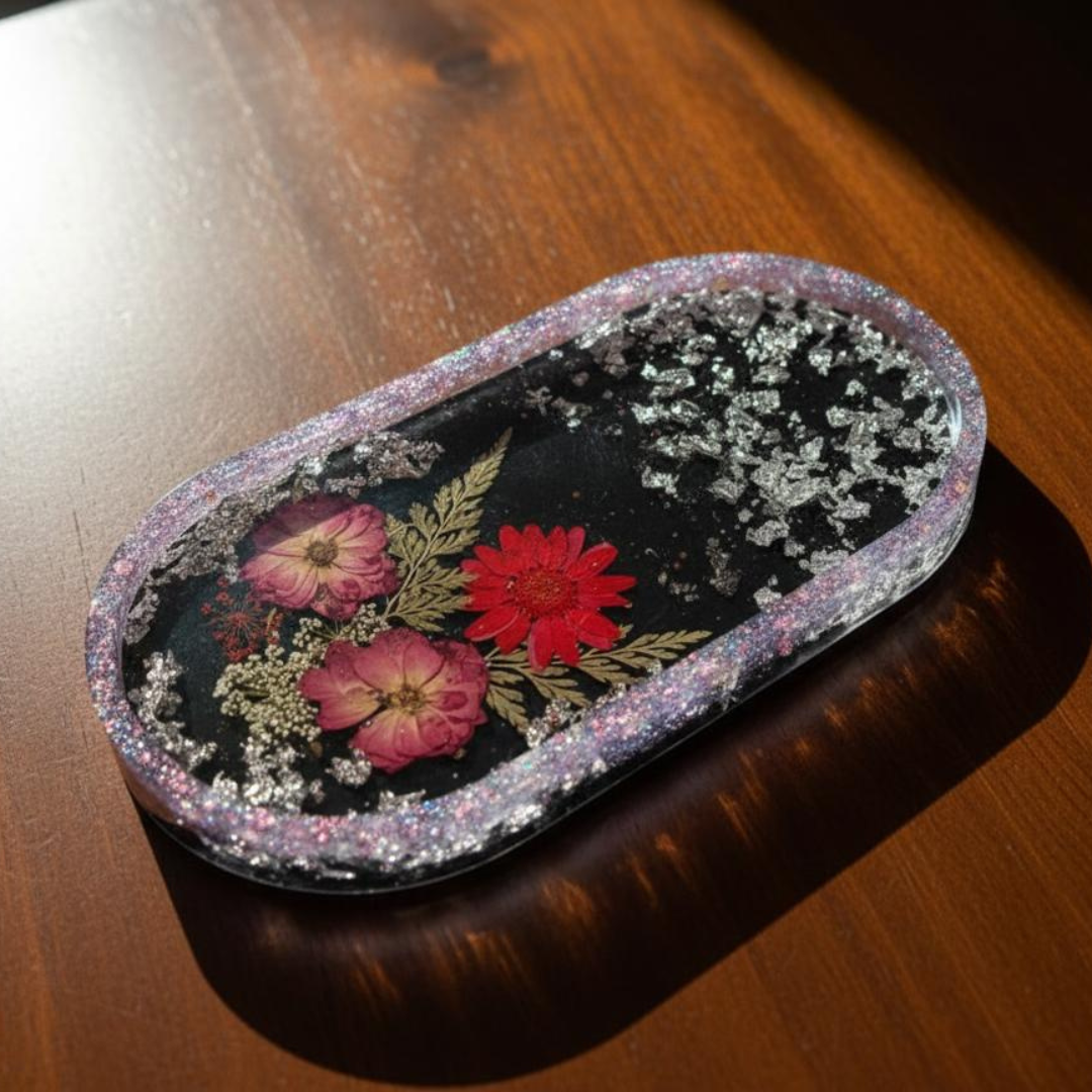 dried flower resin tray